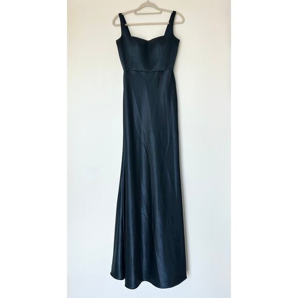 Jenny Yoo Ariana Bridesmaid Dress French Blue US 8 Square Neck Satin Crepe Gown - Picture 3 of 14